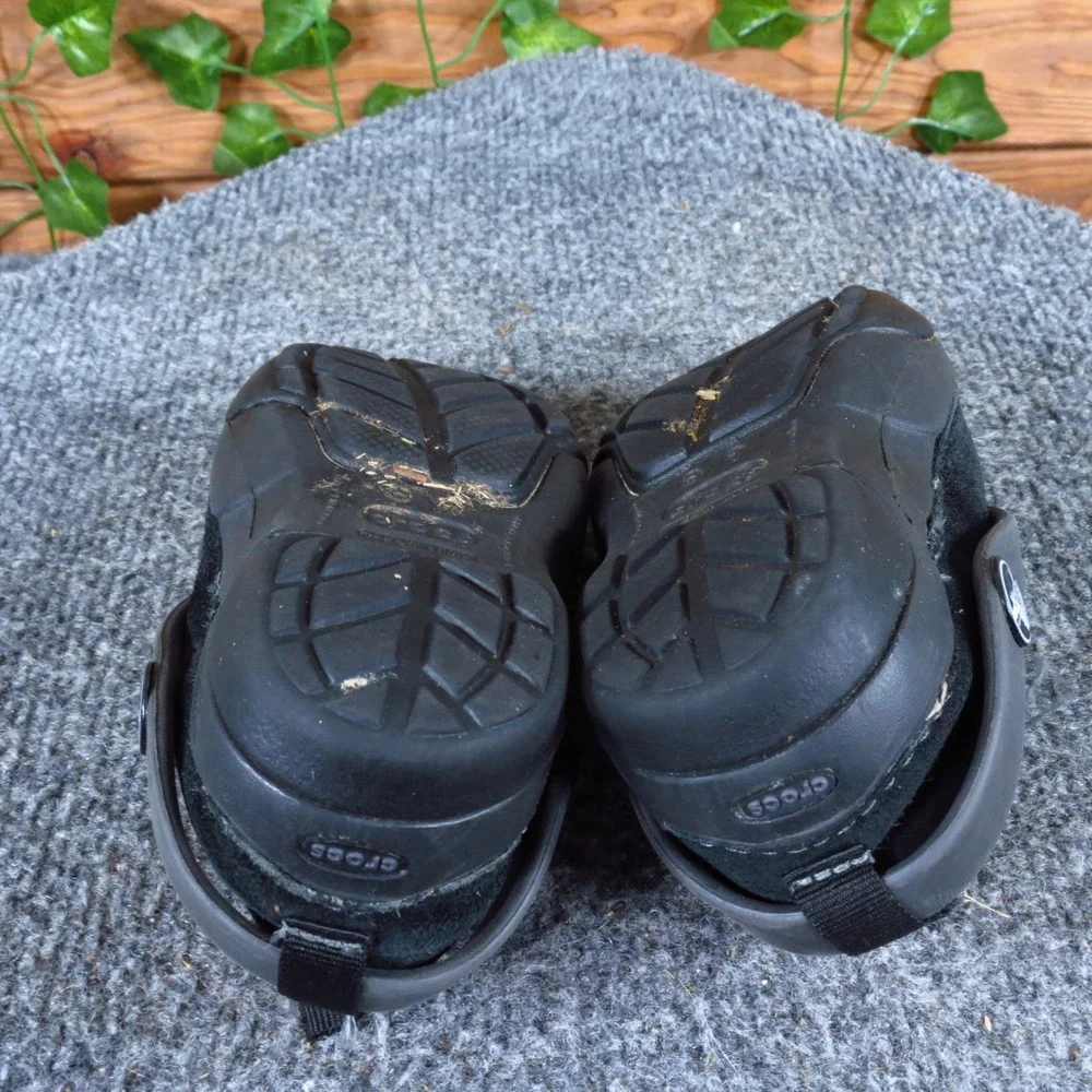 Crocs‎ Dawson Toddler Boys Clog Shoe Size 7 Winter Casual Black Suede Shearling